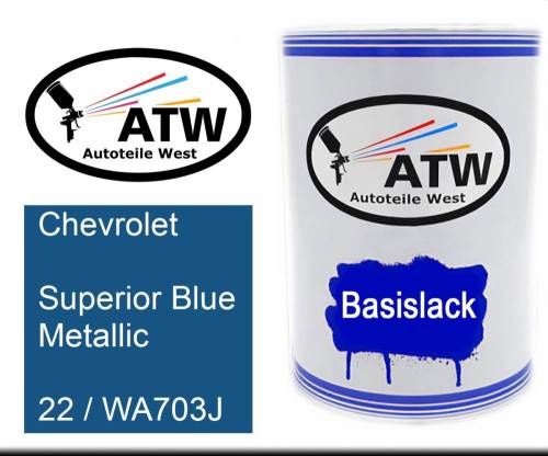 Chevrolet, Superior Blue Metallic, 22 / WA703J: 500ml Lackdose, von ATW Autoteile West.